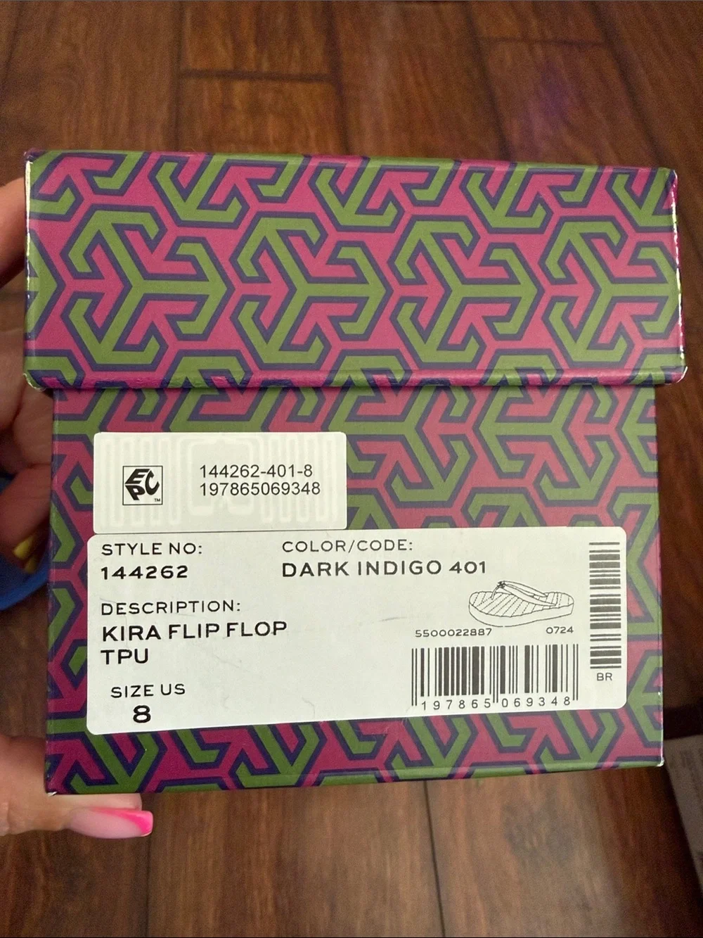 Tory Burch Kira Flip Flop Kids Shoes - Dark Indigo (Size 8)